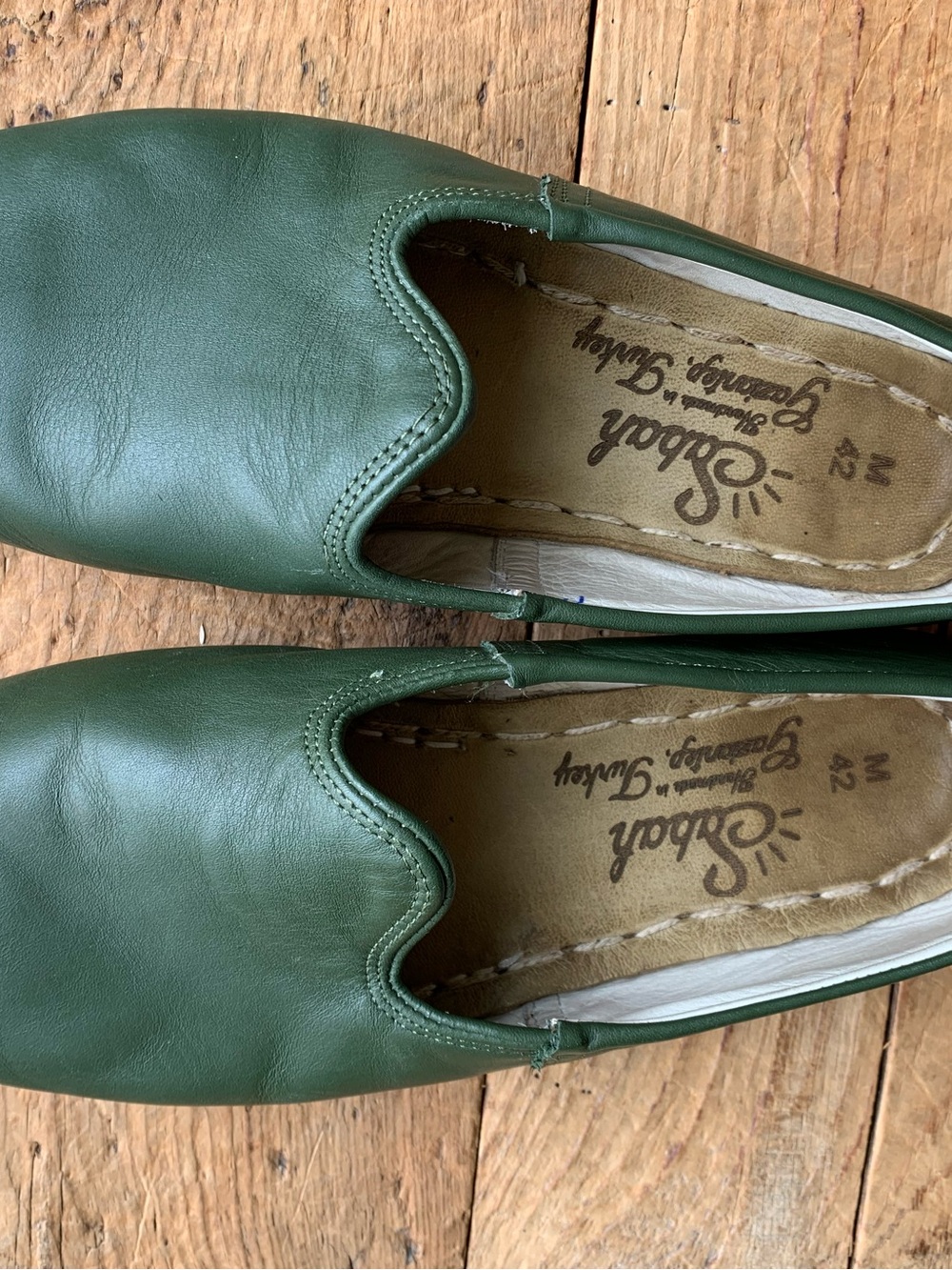 Sabah Green Leather Handmade Turkish shoes - Picture 6 of 9